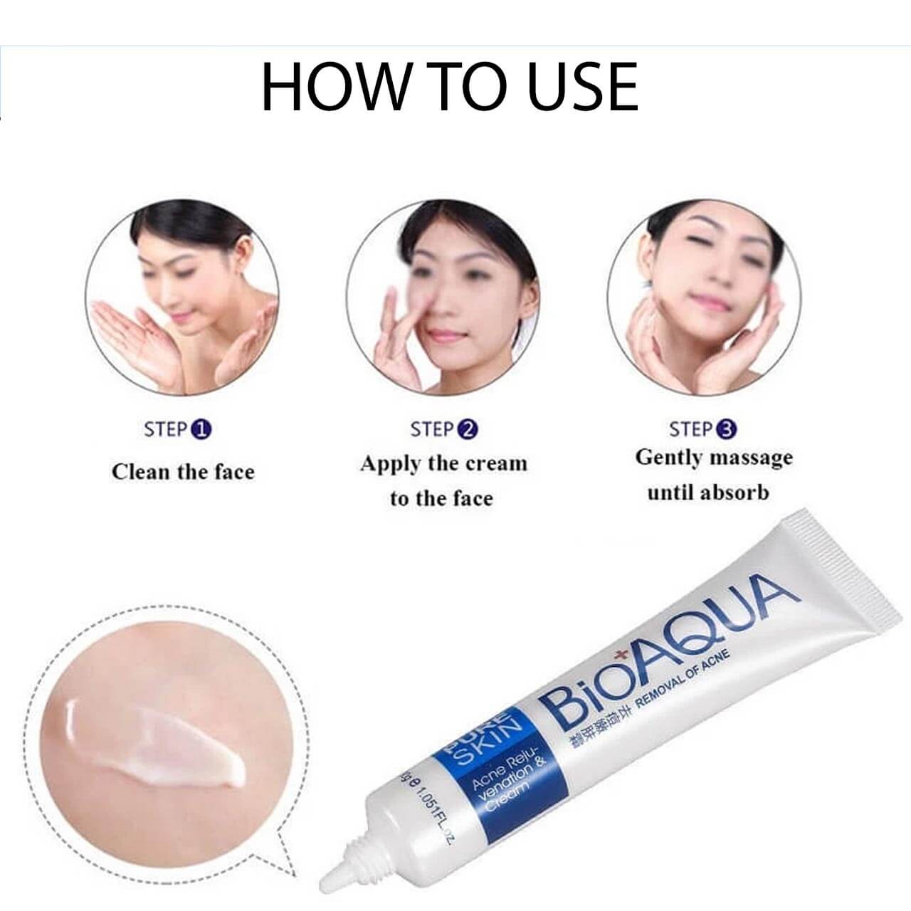 BIOAQUA Removal of Acne Complete Set | Acne Cleanser, Acne Serum & Acne Cream